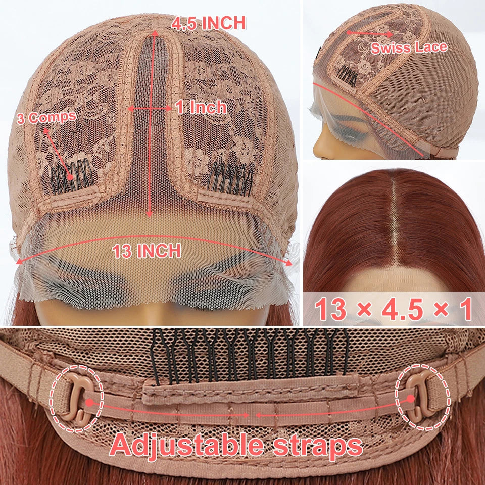 Synthetic Lace Front Wigs Long Straight Blonde Red Wig For Black Women Natural Ombre Brown Cosplay Lace Wig Halloween