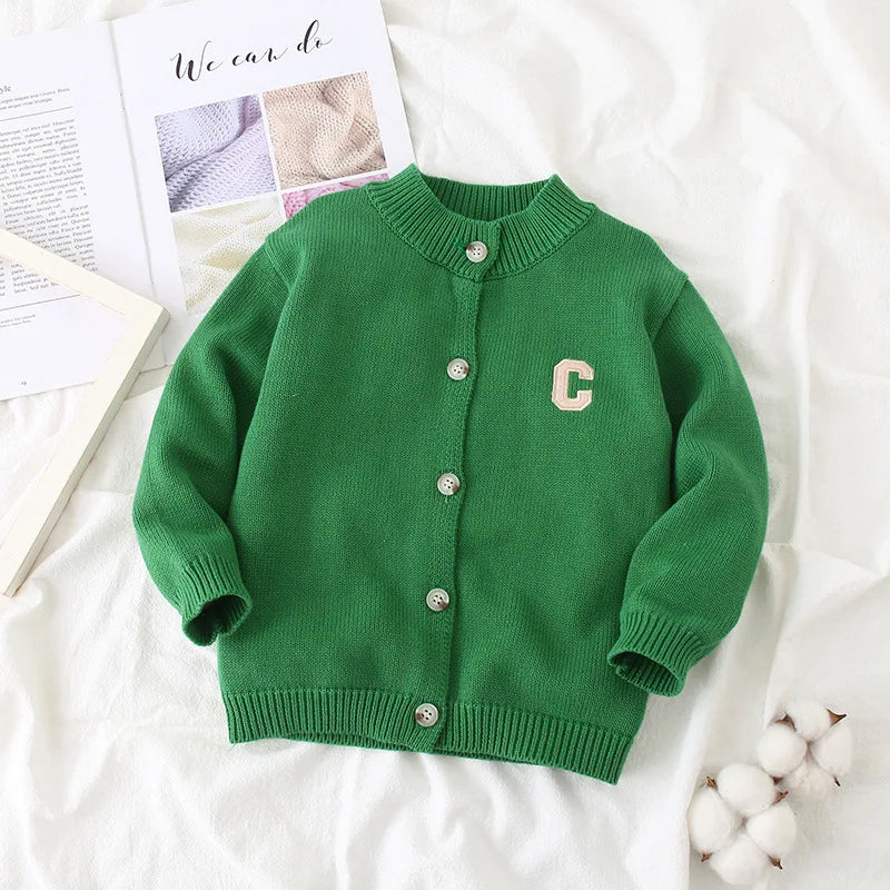 Autumn Kids Cardigan Sweaters Baby Girl Clothes Cartoon Letter Solid Cotton Sweater Boys Children Clothing Knitted Kids Sweaters