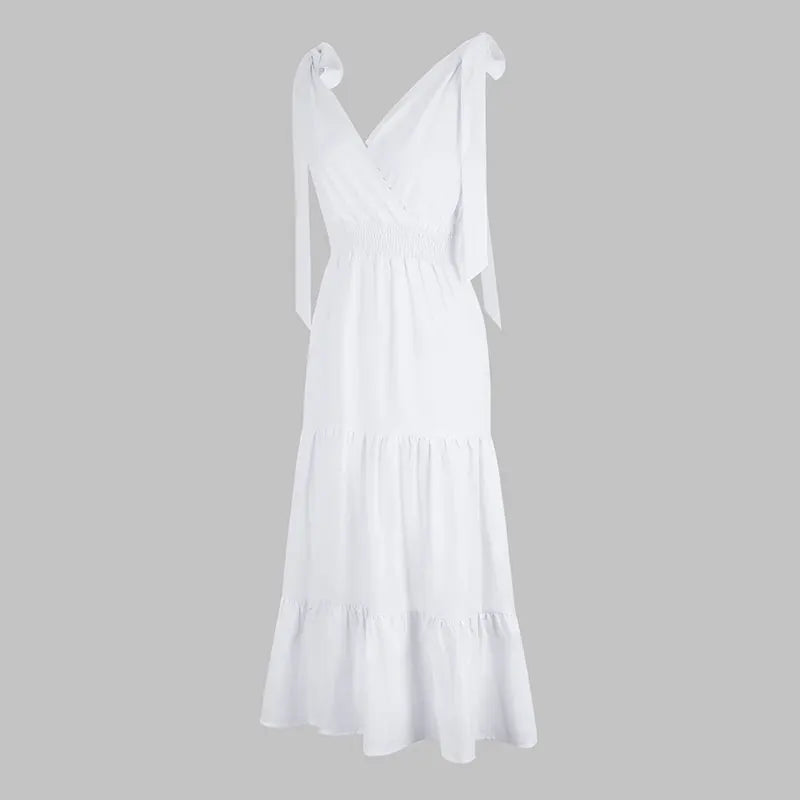 Women's Maxi Dresses Streetwear Fashion New Dresses Beach Style Clothing Elegant Female Sexy V-Neck Backless Casual Slim Dress