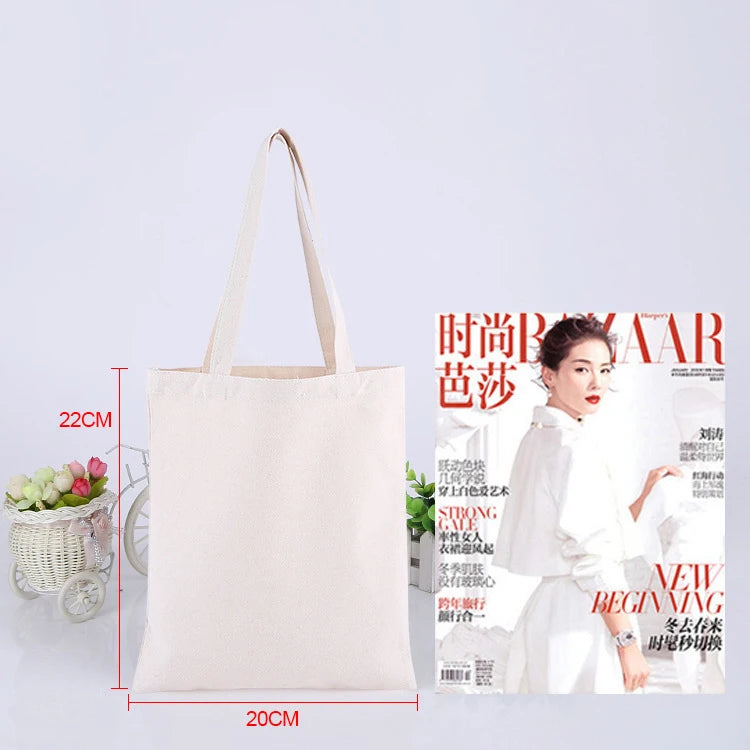 Wholesale Custom 50pcs/Lot Reusable Cotton Grocery Shopping Bags Printed logo High capacity Canvas Tote Bag