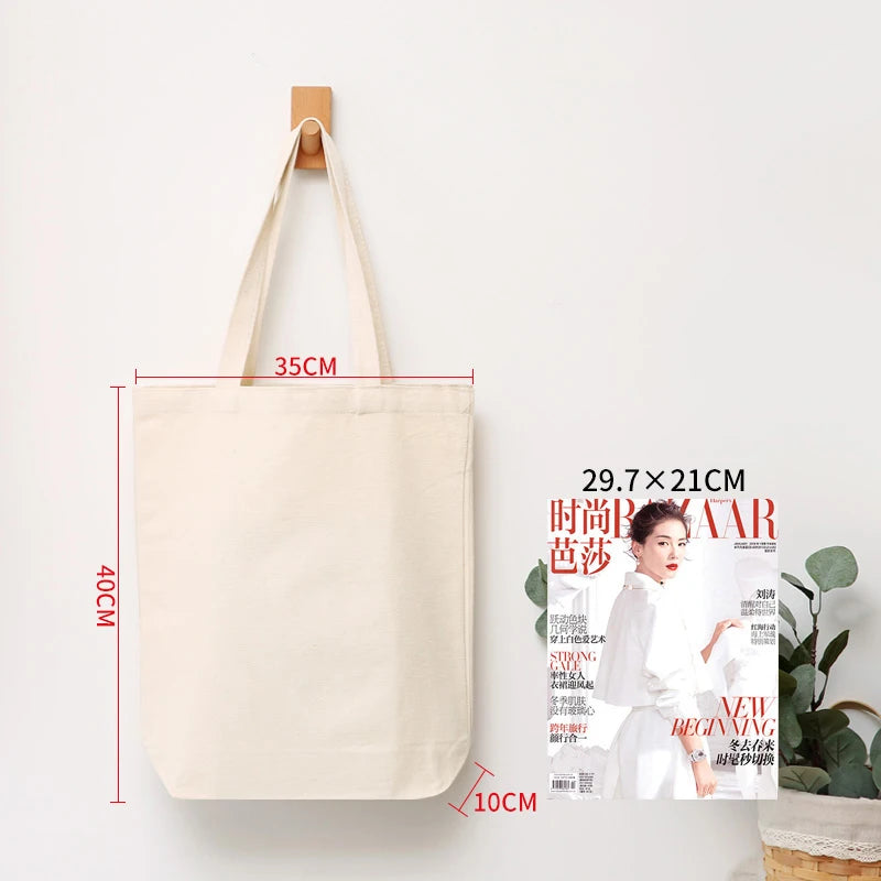 Wholesale Custom 50pcs/Lot Reusable Cotton Grocery Shopping Bags Printed logo High capacity Canvas Tote Bag