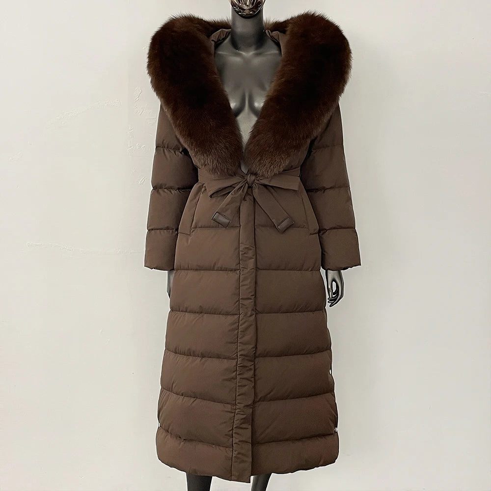 OFTBUY Long Puffer Jacket Women New 2025 Winter Warm White Duck Down Jacket Women's Real Fox Fur Coat Female Natural Fur Parkas