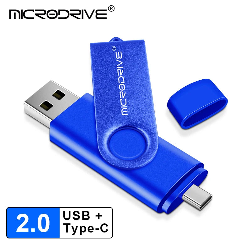2 in 1 OTG Usb flash drive 256G 128GB 64GB Pendrive 32GB 16GB memory Stick 8GB 4GB Pendrive cle usb 2.0 key with Type C Adapter