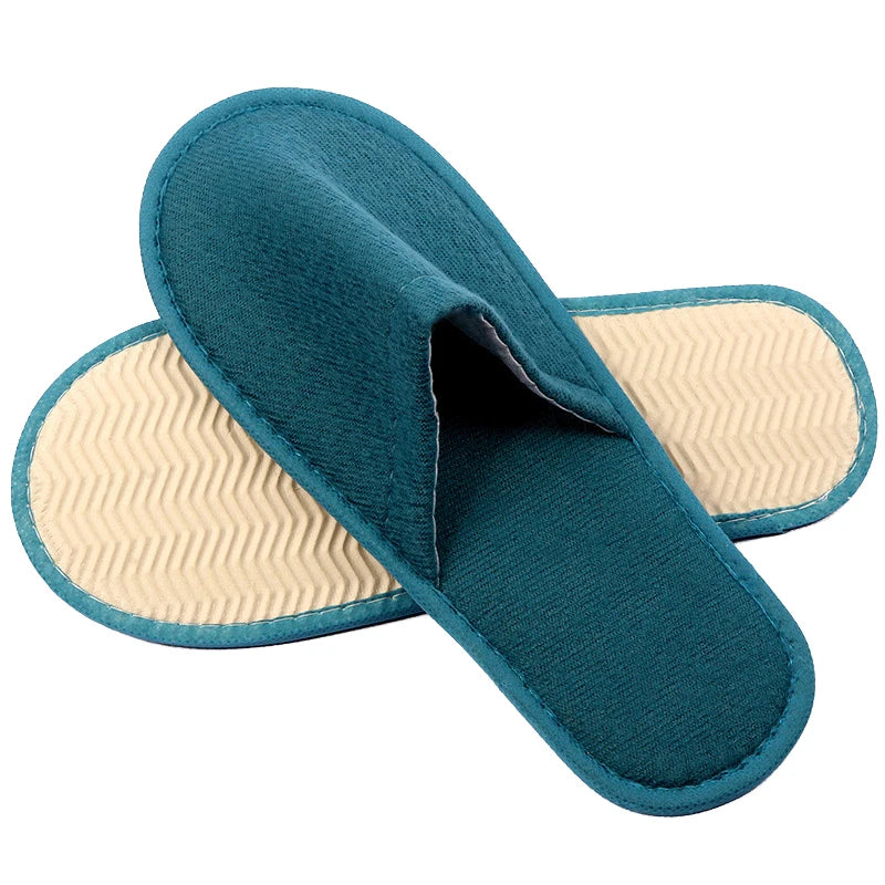 1 Pair Hotel Slippers Men Womens Top Quality Velvet Travel Disposable Cotton Home Hospitality Shoes Cheap SPA Guest Slides