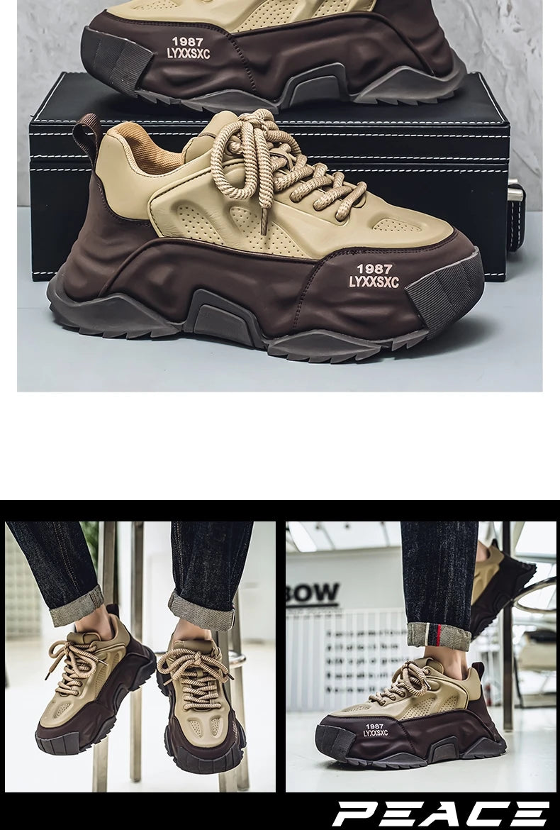 Loafers Men's sneakers Male sneakers Casual Shoes for men Sports and leisure Thick bottom Non-Slip Wear-resistant Work wear