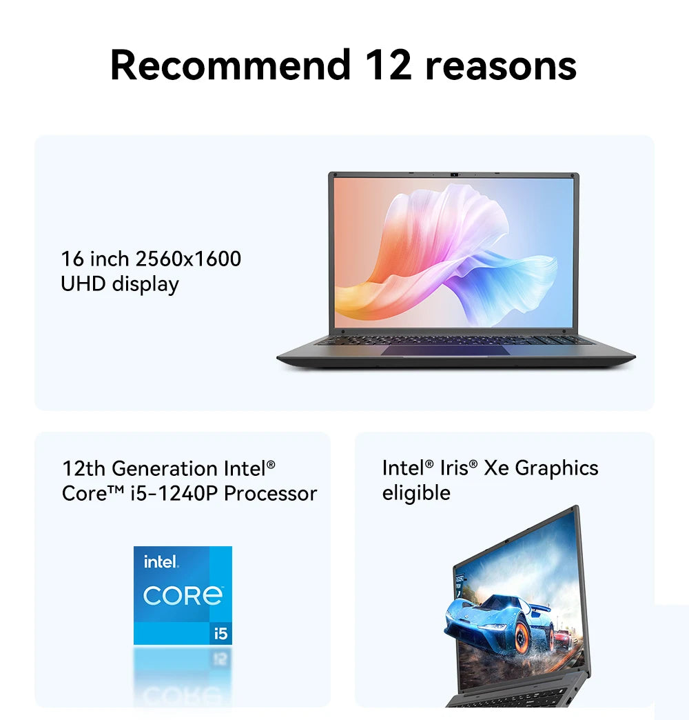 Adreamer 16 Inch Laptop LeoBook16S 2560*1600 IPS 60Hz CPU Intel i5-1240P 16GB RAM SSD 1TB 16" Business Computer Desktop Laptop