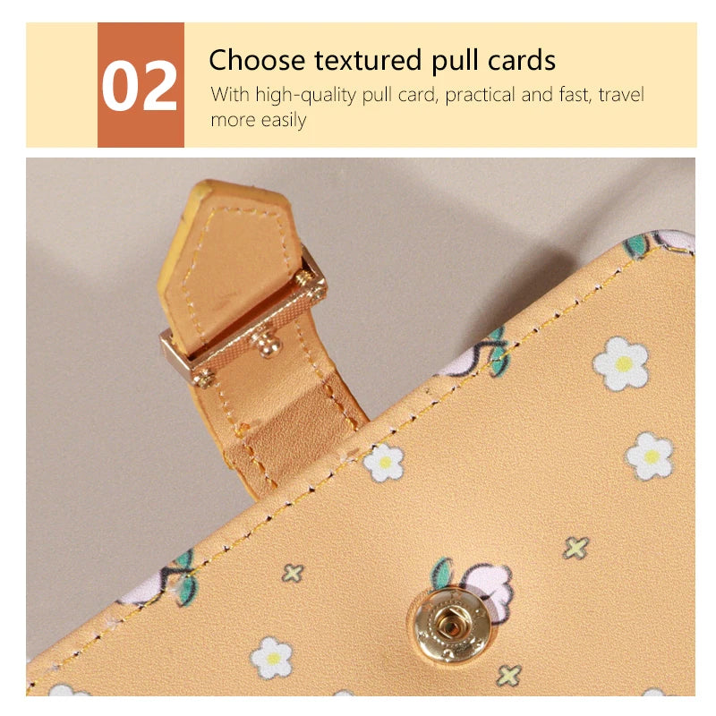 Flower patterned credit card holder for women or men's small card case with zipper hand-held wallet