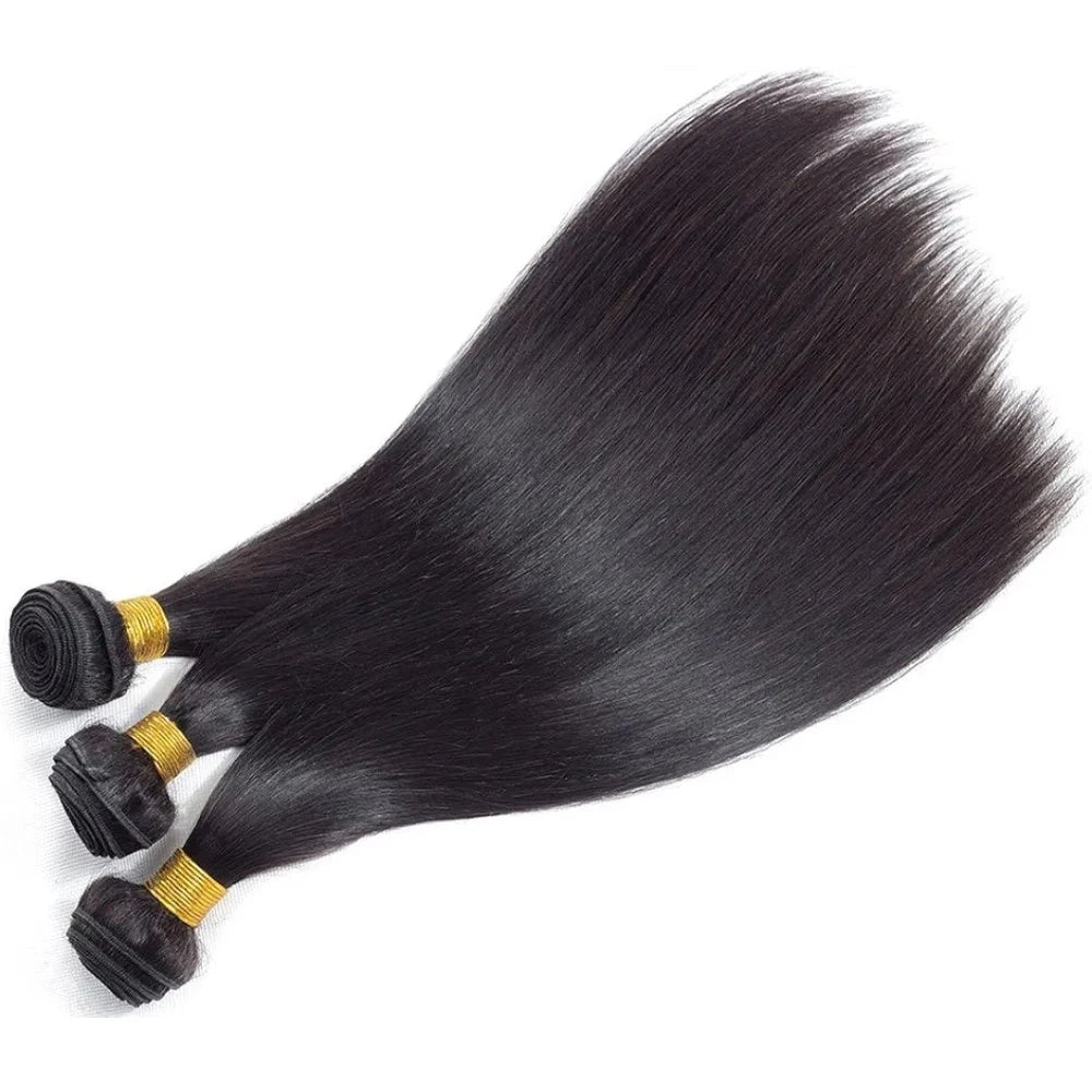 Straight Human Hair Bundles Unprocessed 12A Brazilian Remy 100% Human Hair Extensions Natural Black 8-30 Inch 1/3/4pcs Bundles