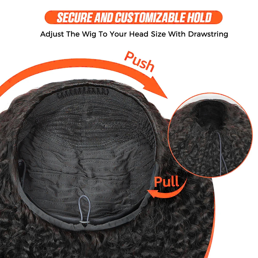 Silky Straight Wear And Go 3 IN 1 Half Wigs Human Hair Machine Made With Drawstring 250% Density Glueless Wigs Beginner Friendly