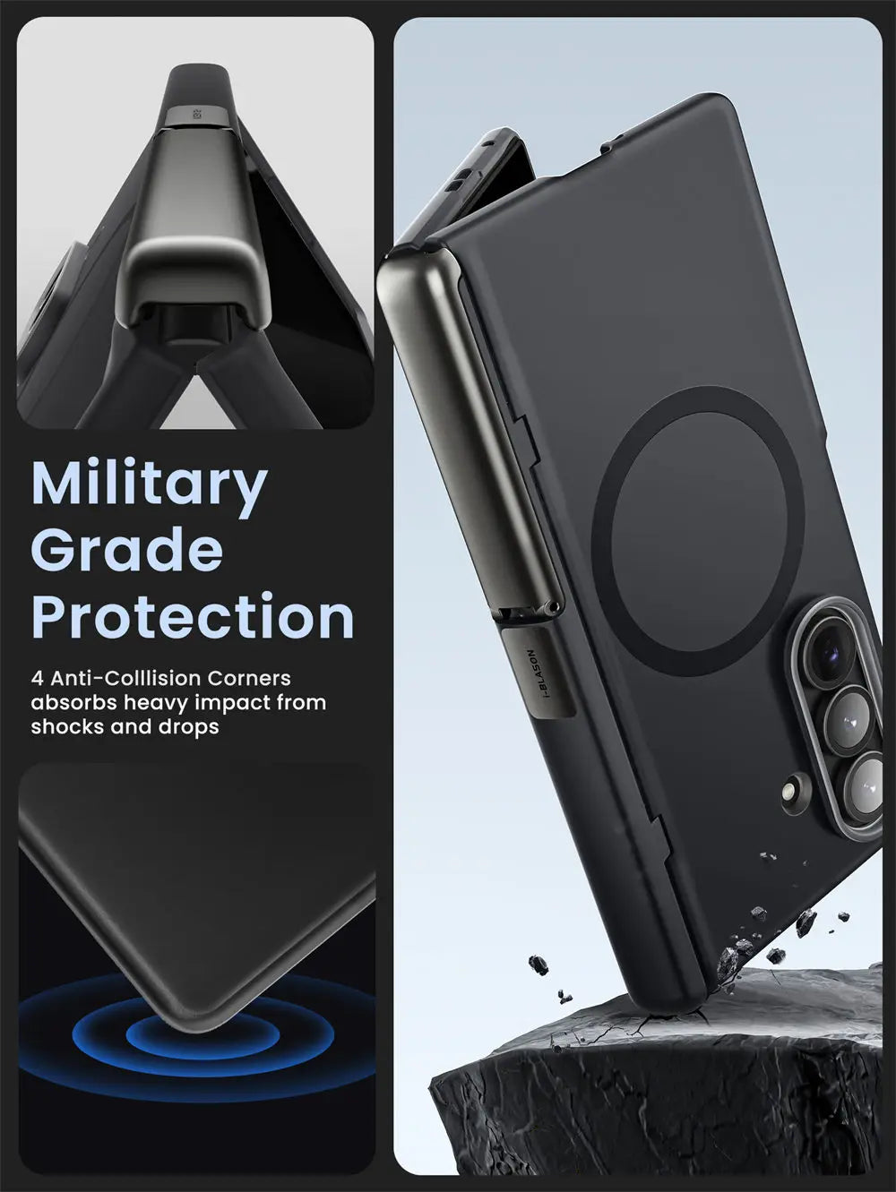 For Samsung Galaxy Z Fold 7 Case I-BLASON Cosmo Full Protective Hinge Protection Magnetic Case with MagSafe Stand & S Pen Holder