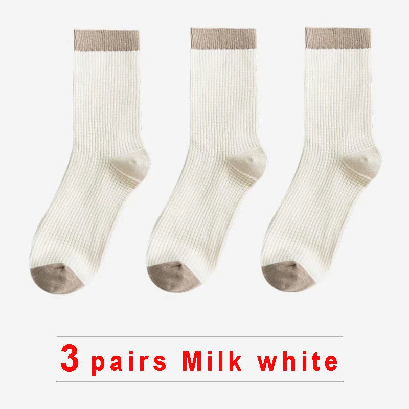 High-quality Harajuku Socks Men's mid-calf socks double-needle business and casual sock Long and warm autumn and winter socks
