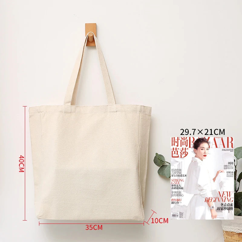 Wholesale Custom 50pcs/Lot Reusable Cotton Grocery Shopping Bags Printed logo High capacity Canvas Tote Bag