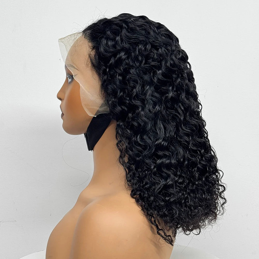 Jerry Curly Double Drawn Wigs 280% Density 13x4 Transparent Lace Frontal Human Hair Pixie Curly Human Hair Wig for Black Women