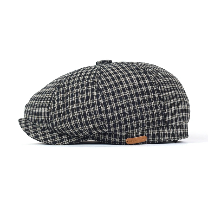 Spring Summer Plaid Newsboy Cap Breathable Peaky Octagonal Hat Vintage Soft Casual Berets Cap Visor Gatsby Flat Ivy Hat
