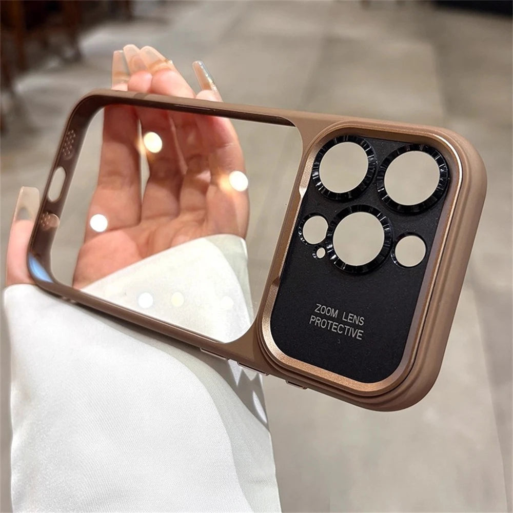 Luxury Magnetic Metal TPU Case For iPhone 17 16 15 14 Pro Max Plus Case Translucent Acrylic Hard Bumper Shockproof Protect Cover