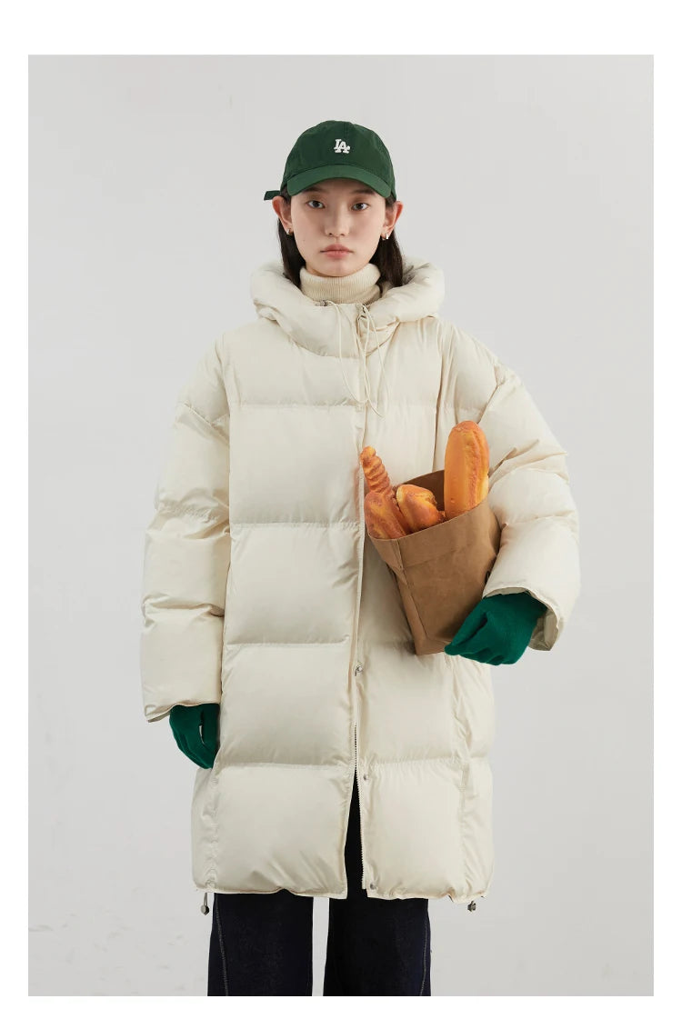 CHIC VEN Women Down Coats Loose New 90 White Duck Down Jacket Medium Long Hooded Female Down Jacket Autumn Winter 2024