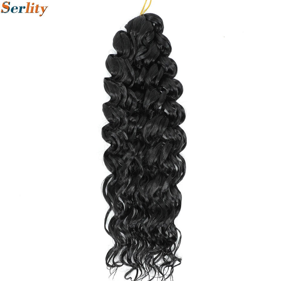 GoGo Curl Crochet Hair 14inch Curly Ocean Wave Synthetic Braiding Hair Jet Black Beach Curl Water Wave Deep Twist Crochet Braids