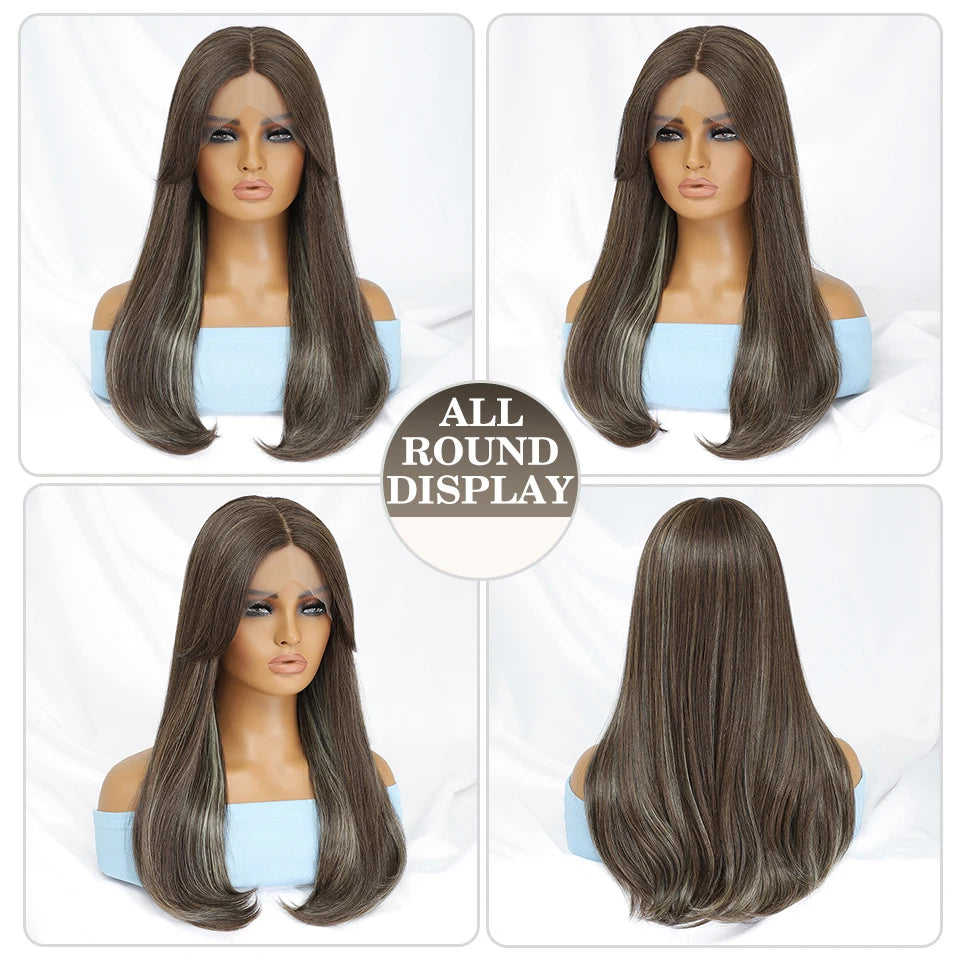 Synthetic Lace Front Wigs Long Straight Blonde Red Wig For Black Women Natural Ombre Brown Cosplay Lace Wig Halloween