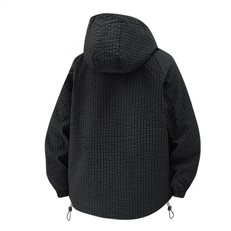 Spring Autumn Hooded Jackets Men Waterproof Outerwear Coats Solid Color Casual Loose Couple Fashion Hooded Coat Fashion Tops Man