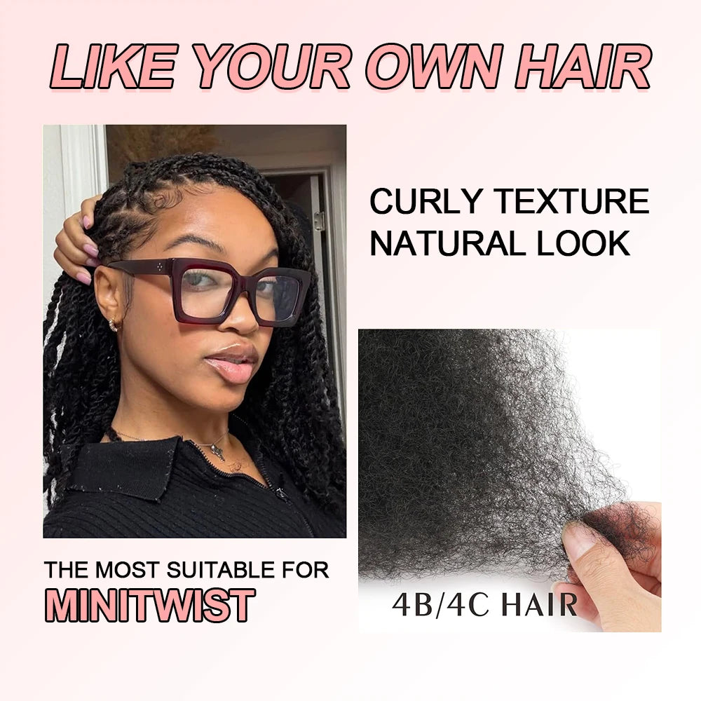 Snwprin 16 Inch Afro Kinky Bulk Natural Color 4C Human Hair For Braiding Brazilian Hair 100% Human Hair For Dreadlock Extensions