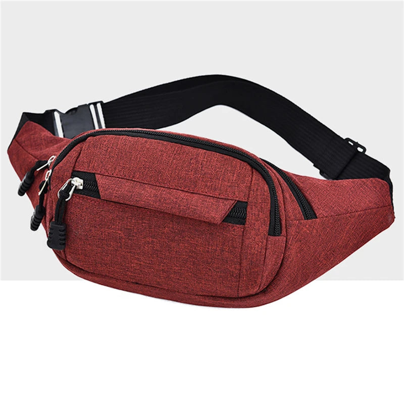 Waist Packs Waterproof Outdoor Sports Bag Unisex Canvas Pouch Fanny Pouch Solid Color Women Men Zipper Crossbody Male Bag