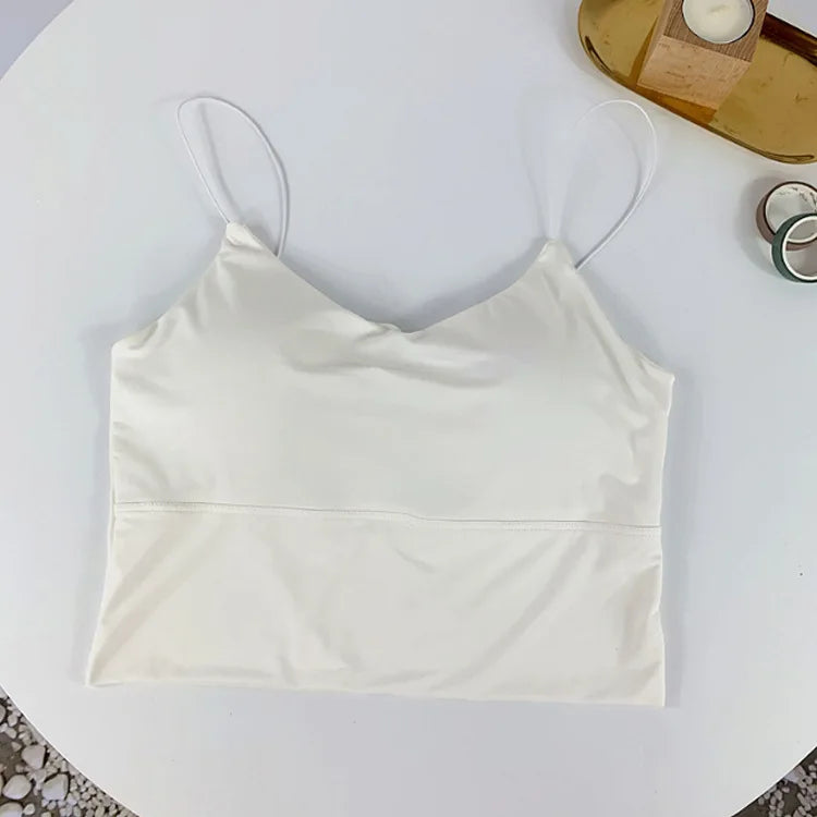 Women Summer Vest Tops Sleeveless Cotton Bustier with Pads Soft Elastic Wear-resistant Vest Crop Top Seamless Bralette Tees