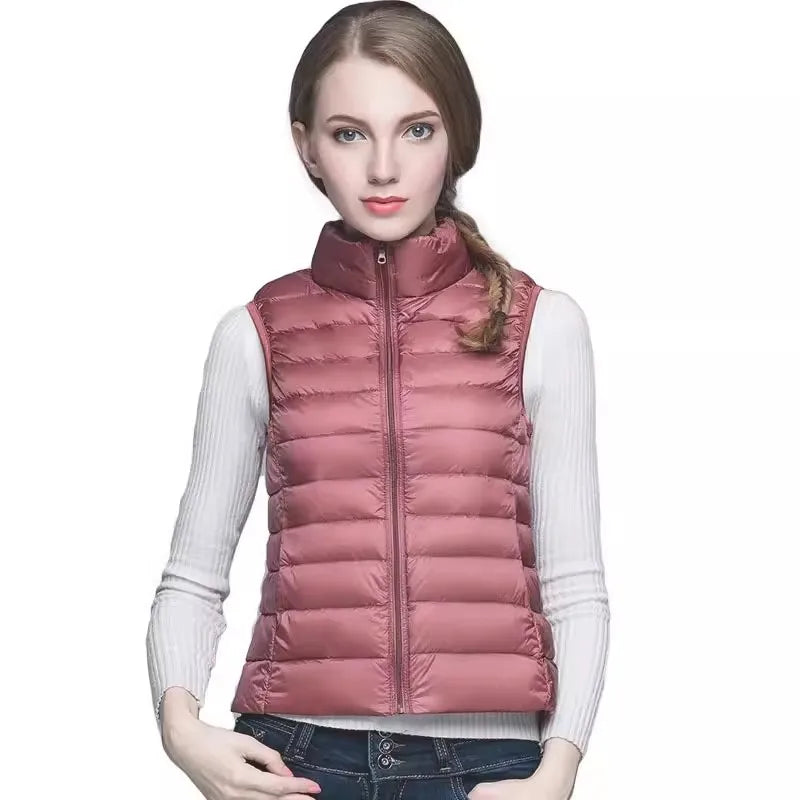 Autumn Ultra Lightweight Portable Tank Top Sleeveless Duck Down Coat Slim Fit Standing Collar Women's Down Vest Women's Coat