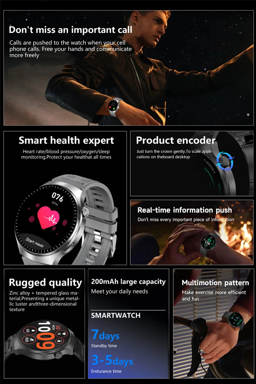 LAXASFIT New Smart Watch 1.52 HD Screen Heart Rate Bluetooth Call NFC Sports Men's Smart Watch 2025