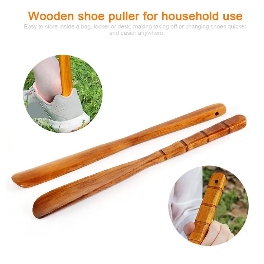 Wooden Shoe Horn Easy On Off Long Handle Hanging Loop Without Bending Over Shoe Horn For Seniors Pregnant Women