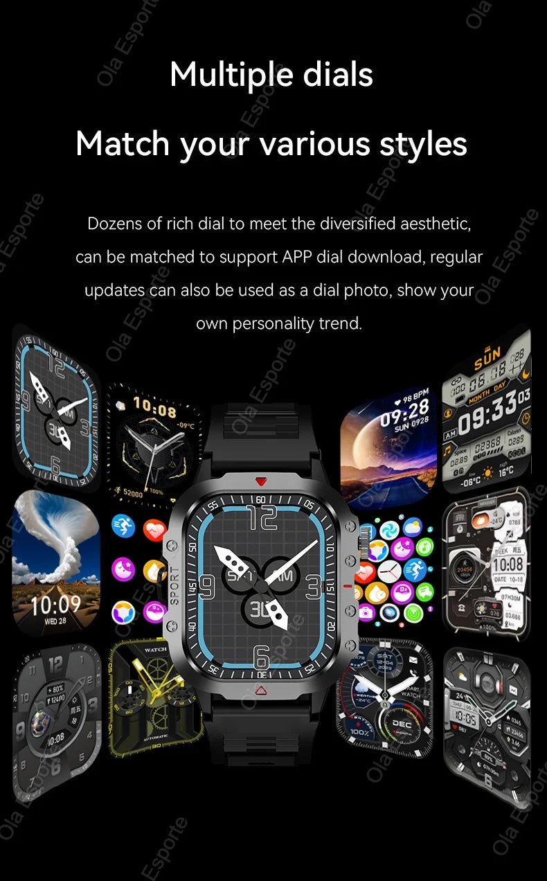 Outdoor Sports Smartwatch New 2025 2.01 inch HD Screen LED Flashlight Bluetooth Talking Smart Watch for Men Women Holiday Gift