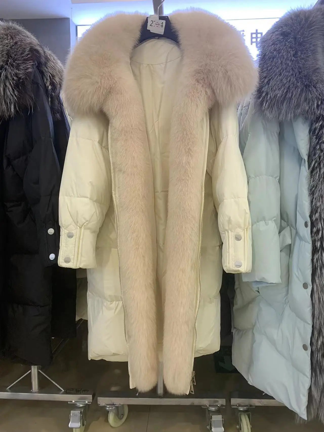 New Winter Coat Women Goose Down Jacket Long Thick Warm Oversized Real Fox Fur Collar Luxury Fashion Outerwear Streetwear