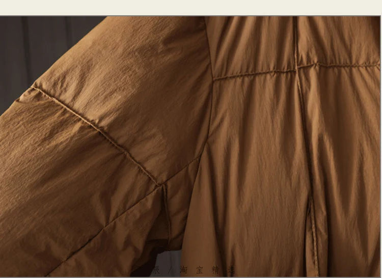 Schinteon Women White Duck Down Long Jacket Casual Loose Autumn Winter Outwear with Hood Warm Coat Big Pockets 2024 Korean Style