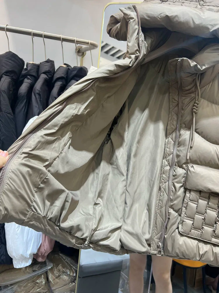Fashion Hooded Parka Women's Winter Clothes 2023 New Short Bread Jacket CWhite Duck Down Coat Woman Large Size Overcoat