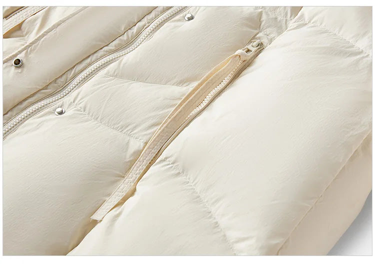 Semir Mid-Length Down Jacket Women Loose Fit Hooded Textured Coat 2025 New Winter Casual Warm Style