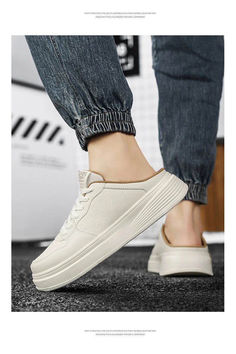 Men's Shoes Four Seasons Outdoor Half Dragging Lazy Casual Versatile One Step Shoes Men's Fashion Slippers Versatile Trendy Anti