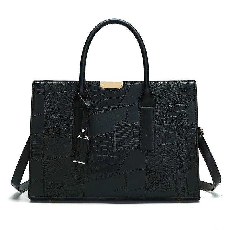 Large Capacity Shopping Bag for Daily Commuting Hand Bags Luxury Shoulder Bags Splicing Pu Leather Handbags Caual Tote New Sac