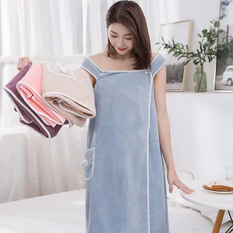 Bathroom Wearable Bathrobe Towel Dress Women Shower Female Soft Bath Towel For Adults Lady Home Textiles Bath And Sauna Towels