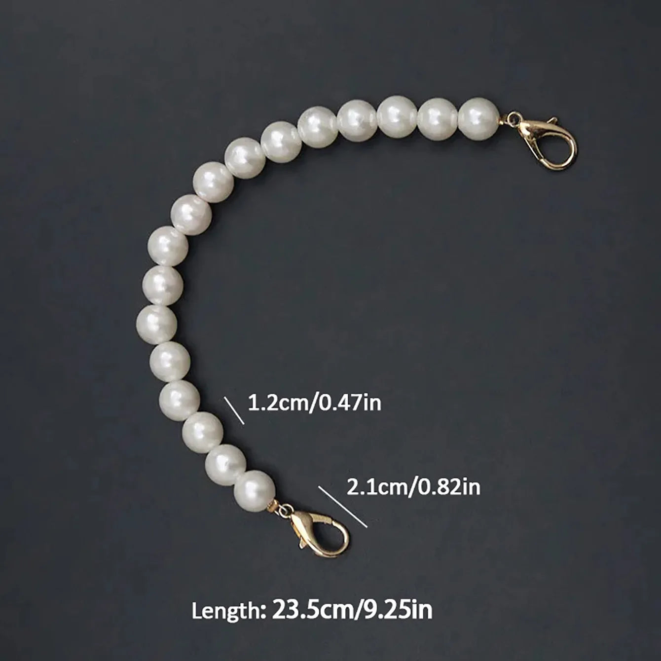 1 Pcs Pearl Purse Chain Strap Pearl Bag Chains Decorations White,12mm Imitation Pearl Bead Bag Chain Short Strap