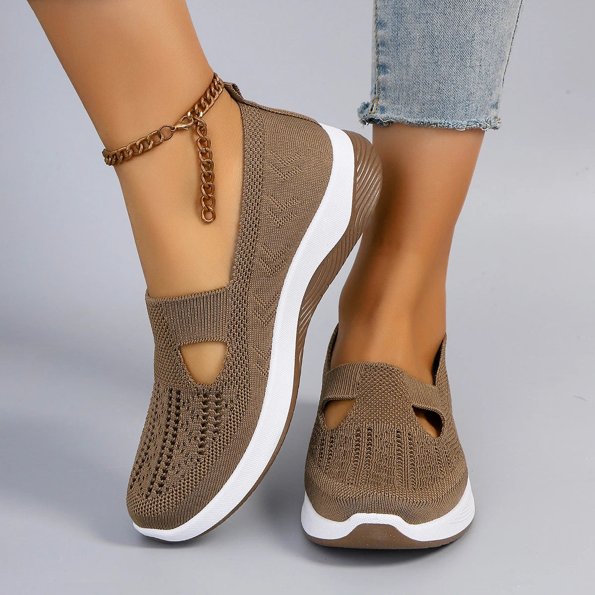 Spring new women's sports shoes, fashionable, breathable, lightweight, non-slip, wear-resistant, casual sports shoes, flat shoes