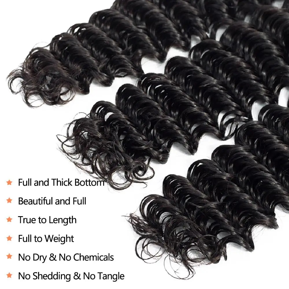 Burmese Curly Hair Bundles with Closure 4x4 Deep Wave Bundles Virgin Human Hair 100% Vietnamese Raw Human Hair Weave Extensions