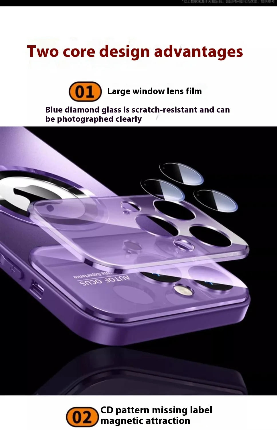 Fashionable Large Window Magnetic Phone Case,For iPhone 16 15 14 13 Pro Max, With Lens Protector,Magsafe Wireless Charging Case