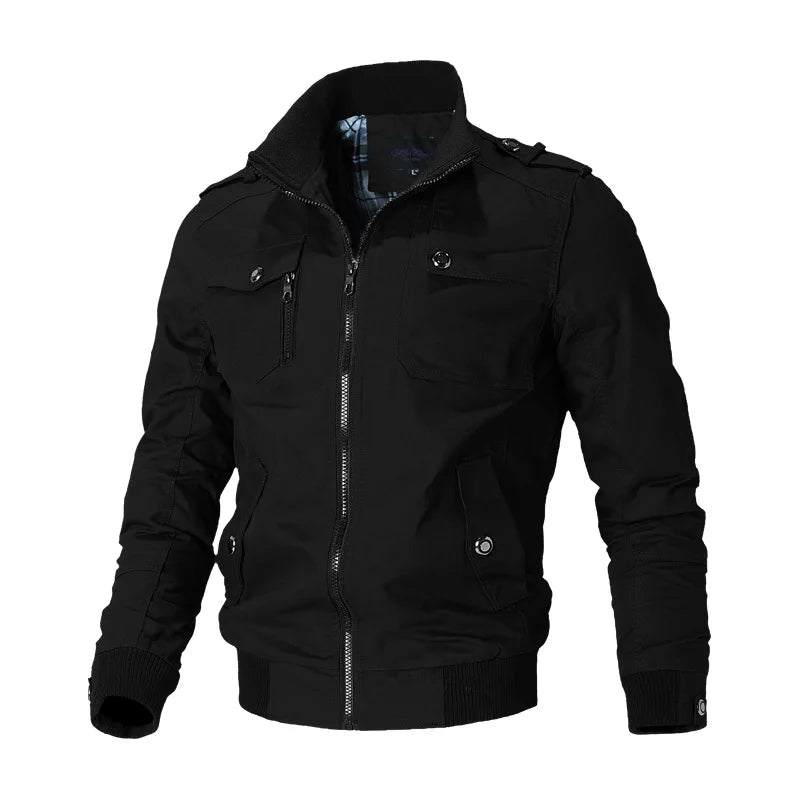 Spring and Autumn New Men's Plus Size Workwear Jacket Korean Version Trendy Slim Fit Military Top Casual Windproof Warm Jacket