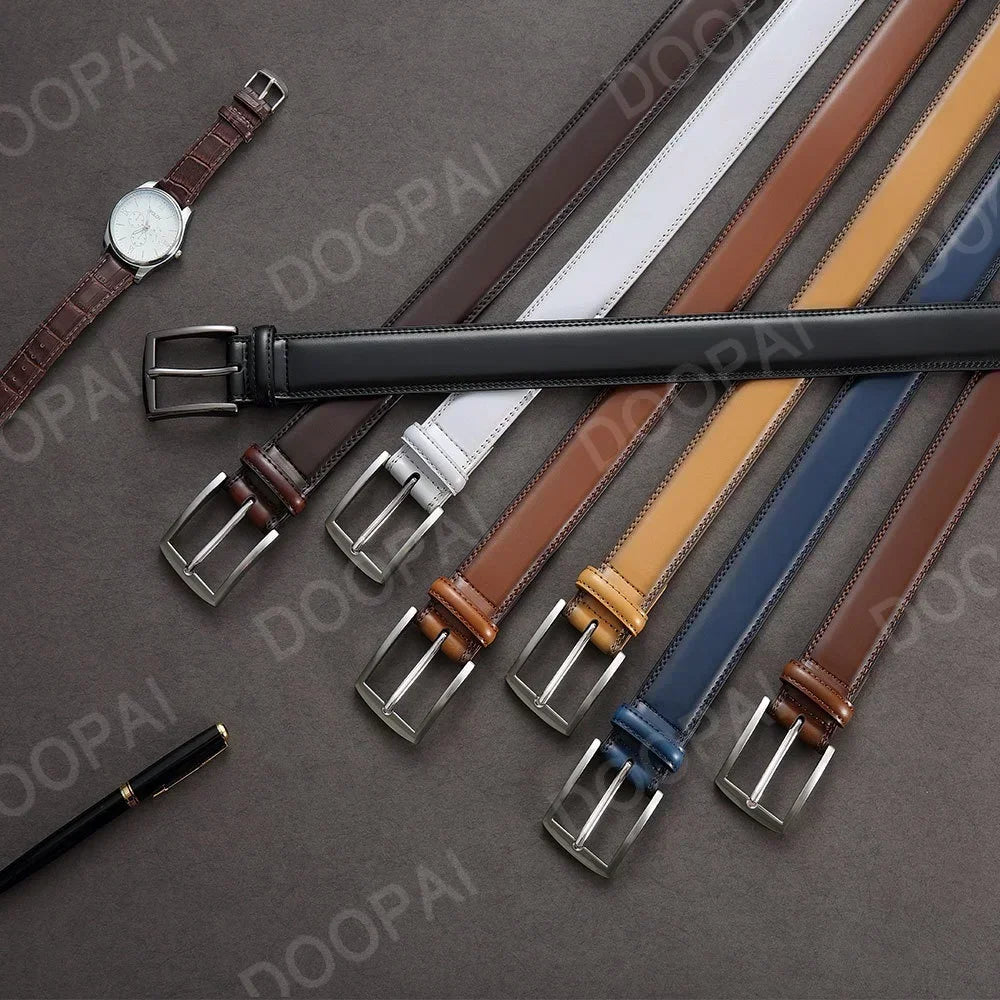 Men's Leather Belt Needle Buckle Belt Trendy New Casual Genuine Leather LONG Large Belts Cowhide Men's Belt Plus Size Men Belts