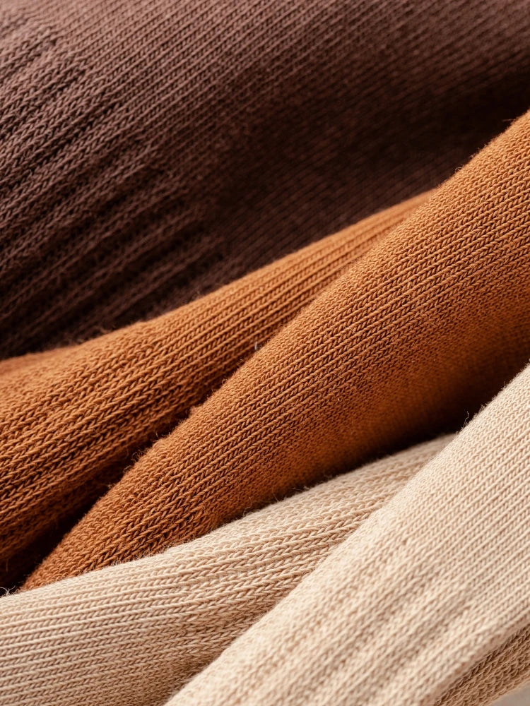 Men's High Quality Business Pure Cotton Socks Solid Color Fashion Casual Long Socks Harajuku Retro Wear-resistant Sports Socks