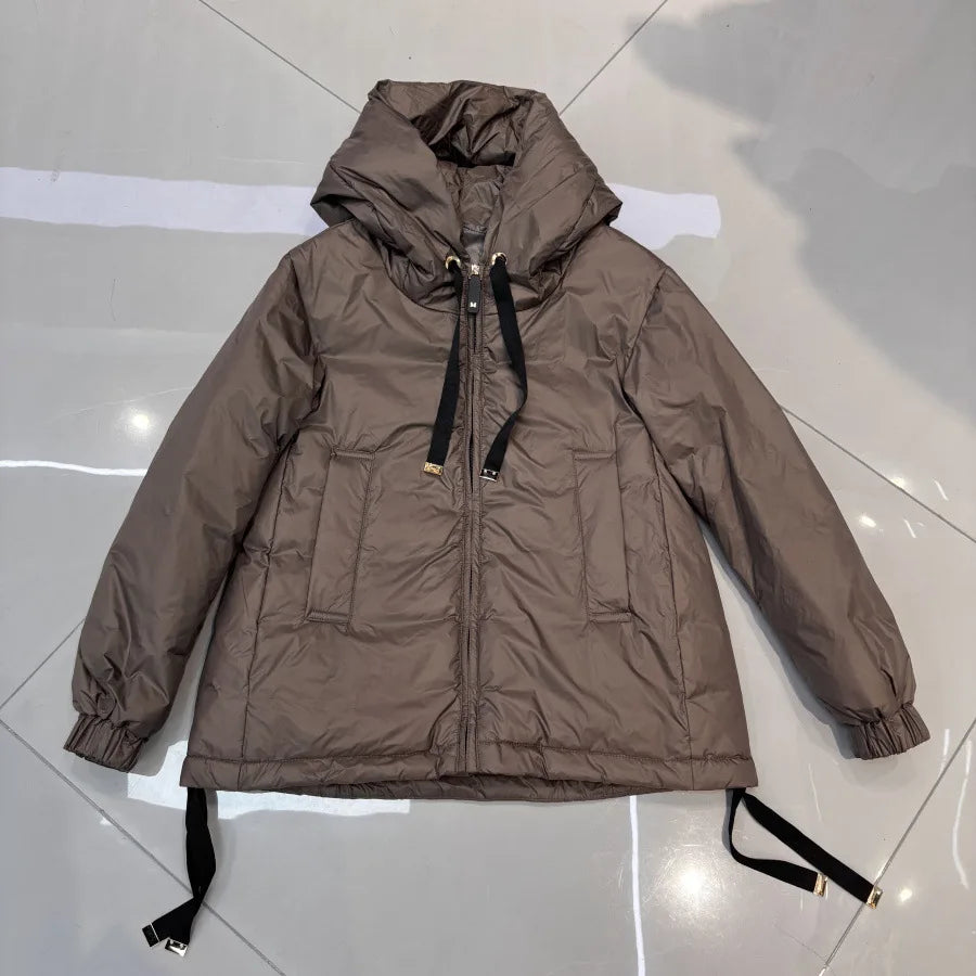 Schinteon Women's 90% White Duck down Jacket Casual Loose Oversize Autumn Winter Outwear with Hood Top Quality Coat 2025 New