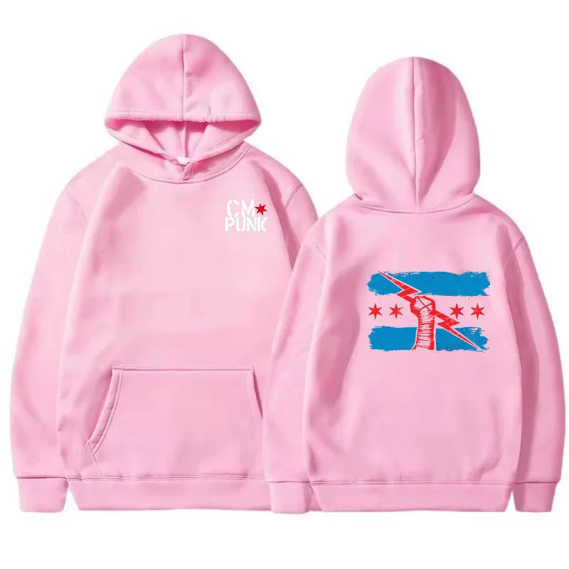 Autumn and Winter New Famous Wrestler Returns to CM Punk Men's Solid Hoodie Fashion Print Street Sports Casual Top Pullover