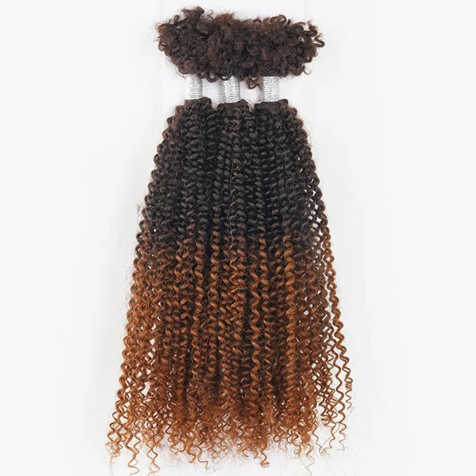 Peruvian Afro Kinky V Bulk Natural 1Pcs/100g Kinky Curly Hair for Twist Crochet Braiding Hair 100% Remy Human Bulk Hair