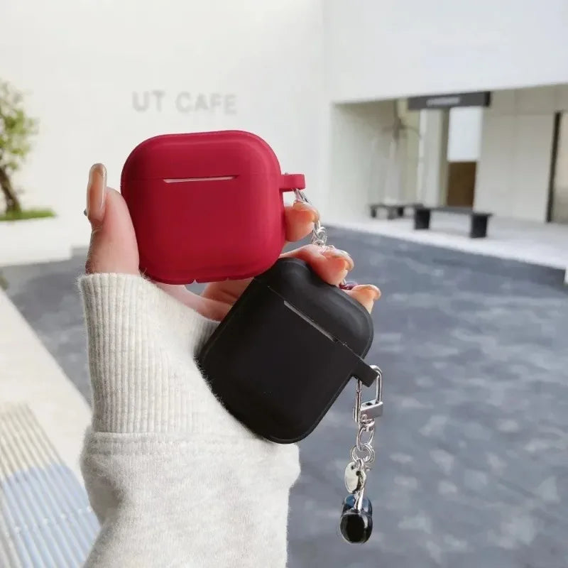 3D Heart Cherry Earphone Case for Airpods 4 3 1or2 Cover Silicone Headphone Coque for AirPods Pro 2 and Pro Cases with Keychain