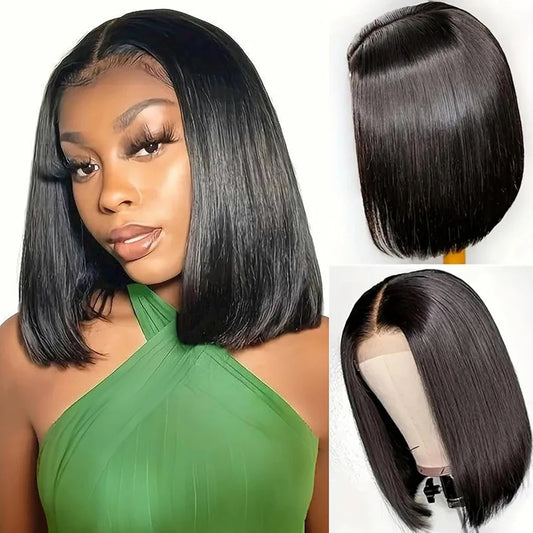Wear And Go Glueless Wig 13x4 HD Bone Straight Lace Frontal Human Hair Wigs Ready To Wear Brazilian Short Bob Wigs For Women 180