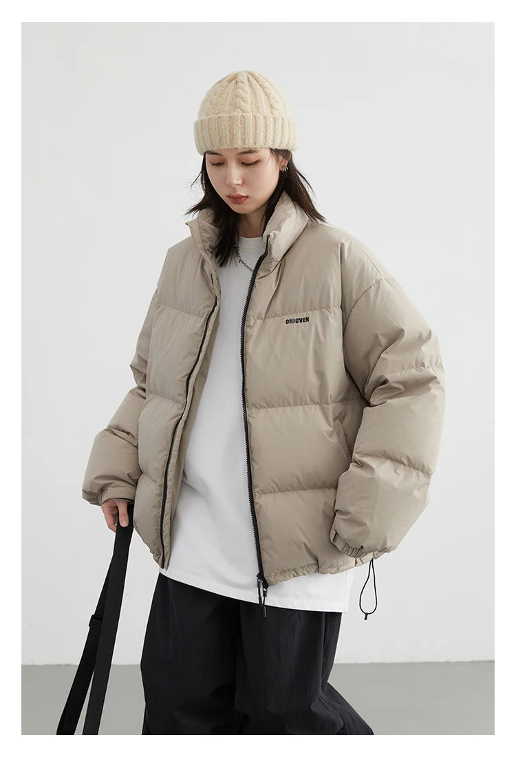 CHIC VEN Women Down Coats Streetwear Solid 90 White Duck Down Stand Collar Female Down Jacket Warm Ladies Overcoat Winter 2024